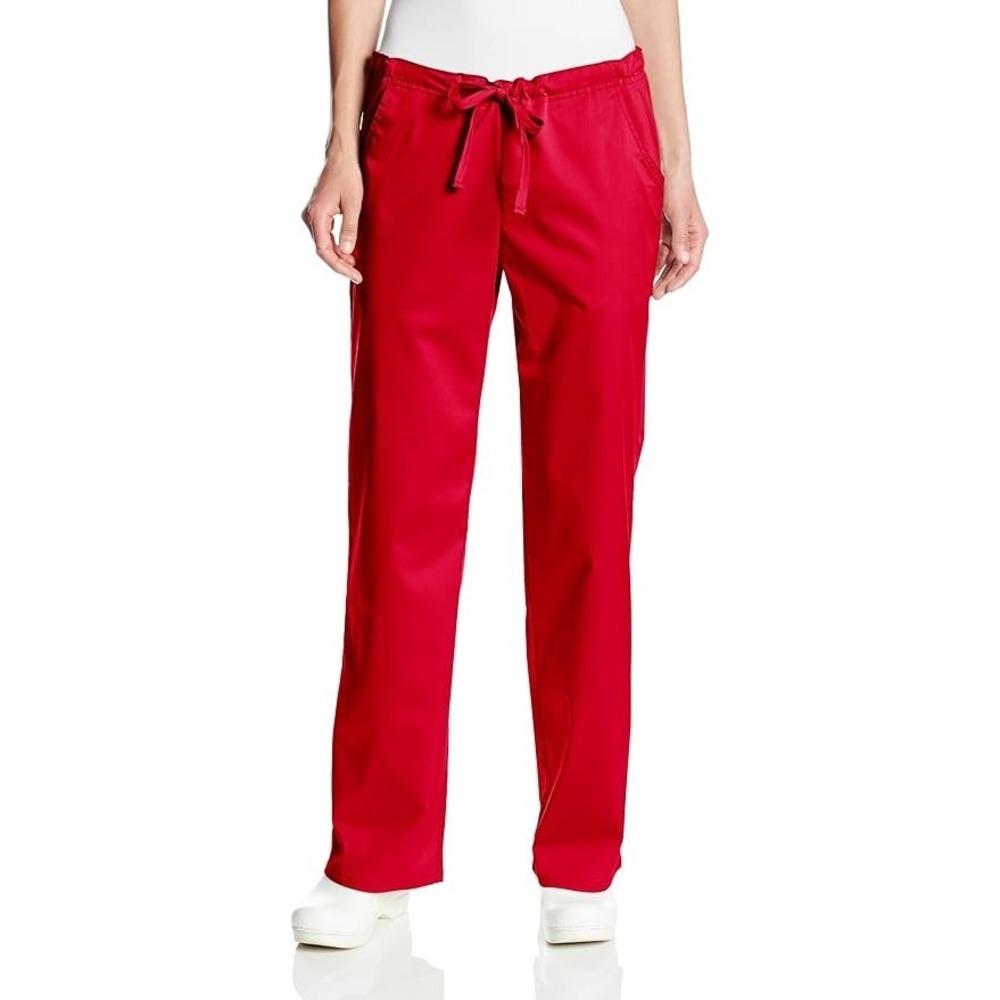 Cherokee Luxe Womens Scrub Pants Low Rise Straight Leg Drawstring 1066 Small Red